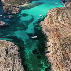 Blue Lagoon vu du ciel, île de Comino, Malte