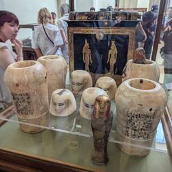 Canopy vases with example of mummified liver