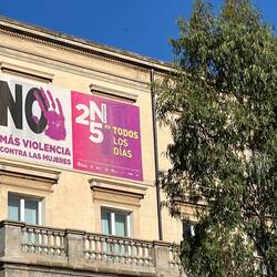 A lot of signs for women's rights all over the country