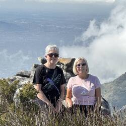 Sandy and Sylvia with their heads in the clouds!