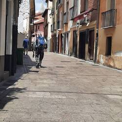 A weary pilgrim (Fraser) looking for our hostel with aid of Google maps