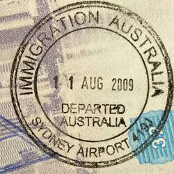 Exit stamp for Australia.