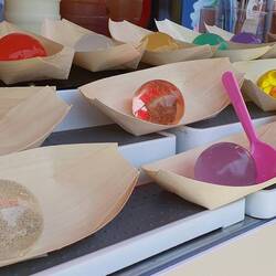 eat some weird stuff that looks like crystal balls and is made out of rice flour?