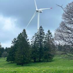 Au Mont Soleil se trouve une centrale solaire impressionnante et une batterie d'éoliennes.