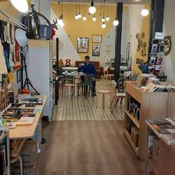 Having a morning coffee at the library cafe