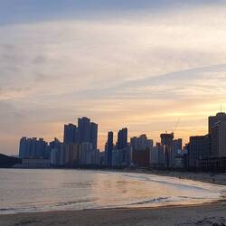 sunset at Haeundae beach