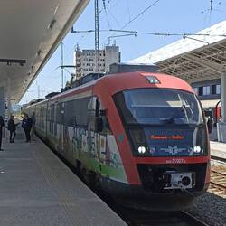 First train of three trains to Ruse. 2 hours 5 minutes, 15 stops