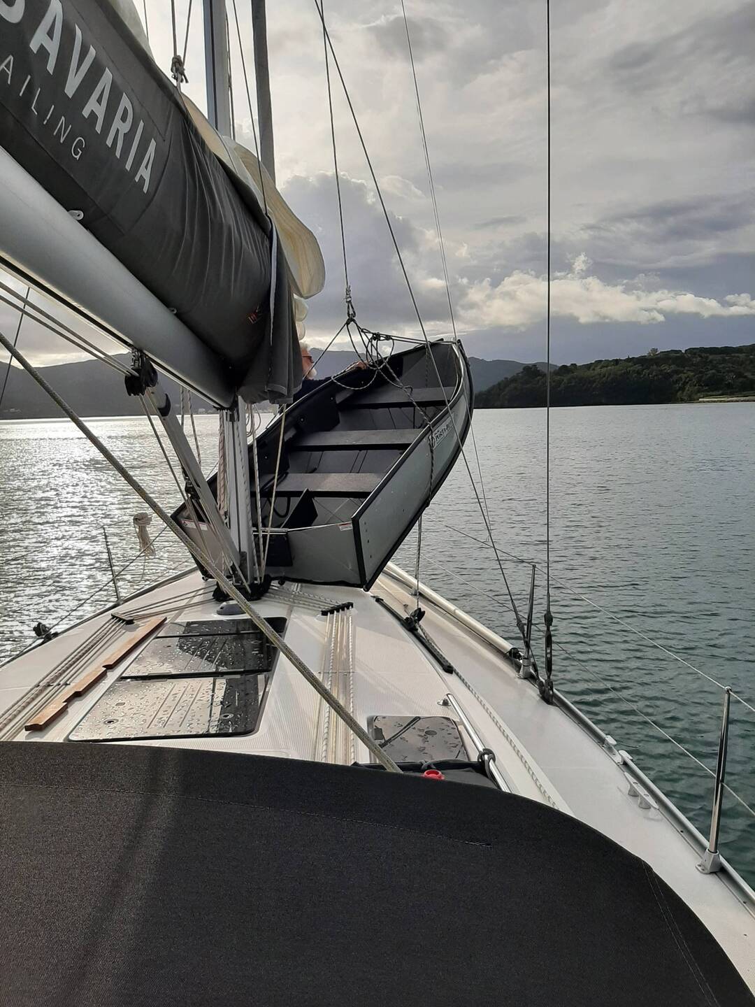 dinghy opened up and lifted