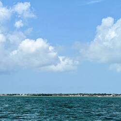 Looking West, you can see where we've been anchored at Tavernier Key.