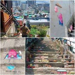 Steiler Treppenaufstieg für Sicht über die Stadt