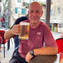 Steven needs a beer after that climb!