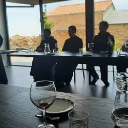 At lunch. A shot taken quickly at end of meal