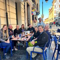 Drinks with fellow pilgrims