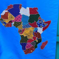 Map of Africa made from Shweshwe fabrics