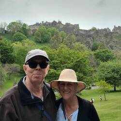 Edinburgh Castle is in the background