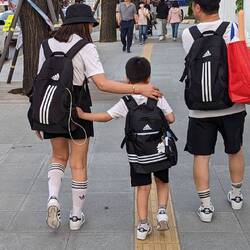 Gesehen auf dem Hinweg. Hier war jemand ganz ausgiebig bei Adidas einkaufen.