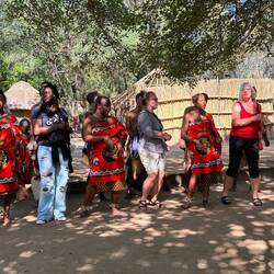 Colette and Sue showing their singing and dancing skills
