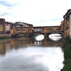 A landmark bridge across the Arno River