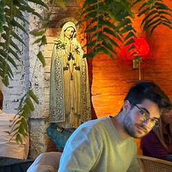 Funky nearby restaurant and Santa Maria is prominent.   This pilgrimage is a homage to Mary.