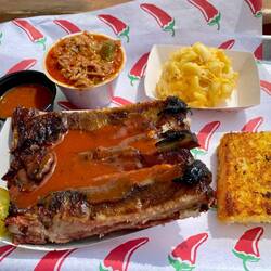 BBQ Ribs, Mac&Cheese, Smoked Pork Chili, Cornbread