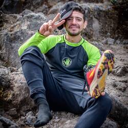 Our new friend Miguel, getting rid of sand in his shoes