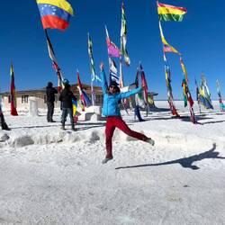flags from the guests' nations who stayed in the salt hostel