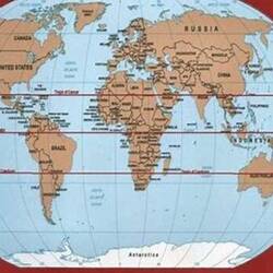 Tropic of Capricorn in the bottom line. Equator & Tropic of Cancer above it.