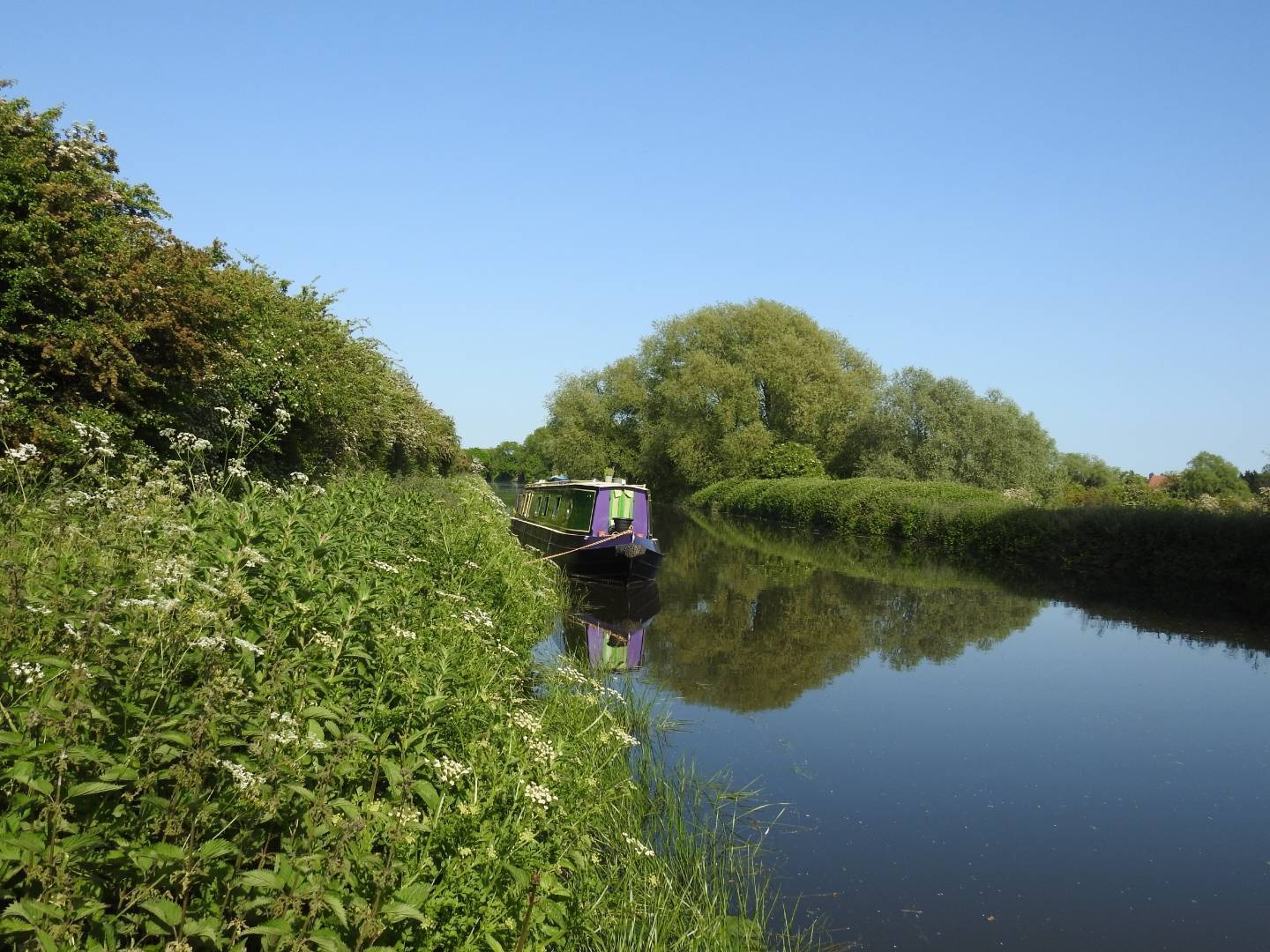 Listing to port as the hull was resting on the bank