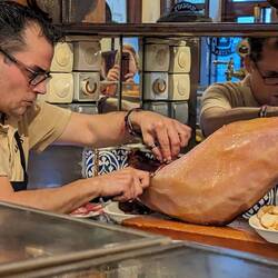 Ham is shaved very thin