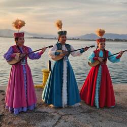 These gals were practicing at the waterfront behind us