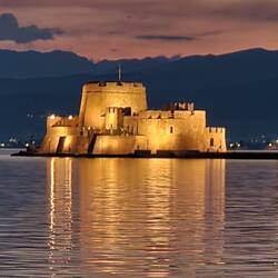 Bourtzi Castle at night