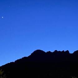 A beautiful silhouette of a mountain ridge outside out hotel I captured after dinner one evening