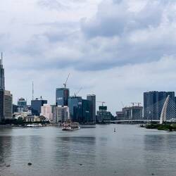 Sailing down Saigon River, Vietnam.