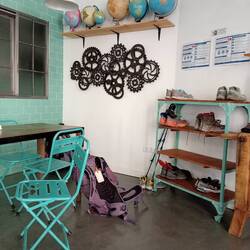 The dining area, the gloves light up at night