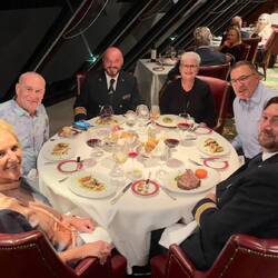 A delightful dinner with Chief Engineer Nedy and Captain B — Aboard Insignia.