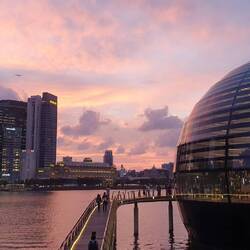 Skyline beim Sonnenuntergang