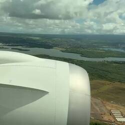 JL72 landing at HNL on Runway 08L.