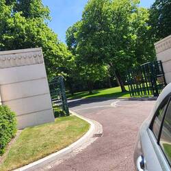 There's an eagle emblem on the gate