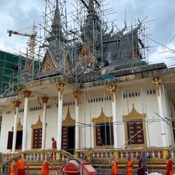 Monks doing construction work
