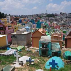 Im Hintergrund die (vergleichsweise) graue Stadt