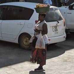 For women, groceries are carried on the head...