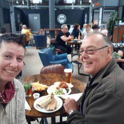 The Wool Market. Falafels from Zaytuna and Atomic Blonde from the Don Valley Brewery.