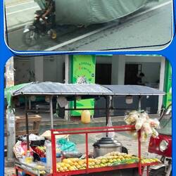 Everyone bikes with all their belongings in tow...interesting idea