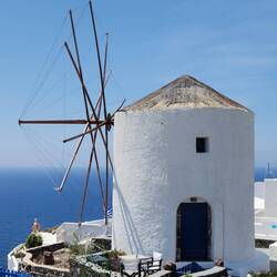 Scenic windmill in Oia
