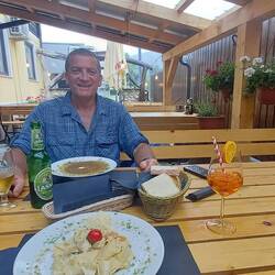 A well earned lunch when we arrived at our village.