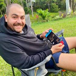 Pleased with his new Switch