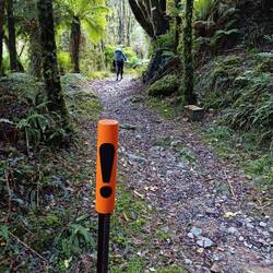 Warning markers for cyclists. These were in many places along track