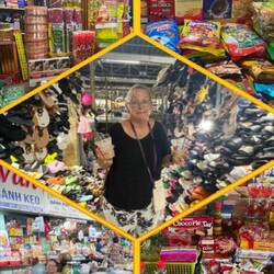 Market - Karen is overwhelmed with flip flops!