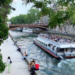 Seine River and frequent cruise boats