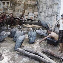 The cholera and vulture exhibit at Wat Saket.